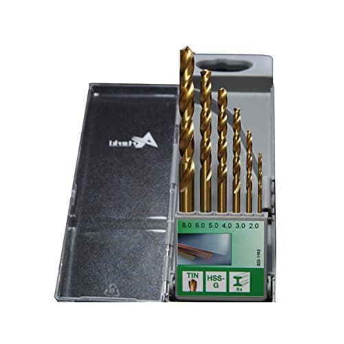 Arterki 222-1102 Titanium Drill Bit Set for Drilling Metal and Aluminum Alloy,6-Piece Golden by Arterki