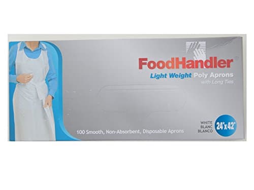 Food Handler Light Weight White Poly Aprons Non Absorbent 24x42 1000/case