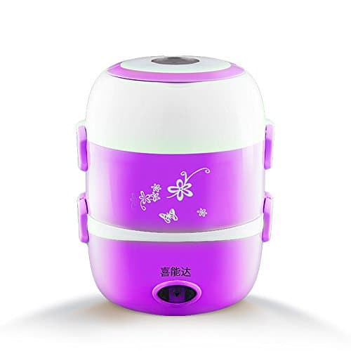 yxhflo 3 layer electric lunch boxes The lunch box heating Plug-in steaming hot lunch boxes Steaming hot rice. Stainless Steel Inner pot,3 tier Purple