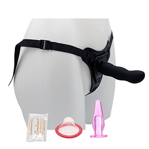 Leather Strap on 5.5 Inch with Harness Kit Toy Color Black