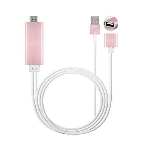 Lightning to HDMI Cable for iPhone iPad &amp; Samsung Smartphones, Plug and Play Lightning &amp; MHL to HDMI Adapter HDTV Adapter Cable for Screen Mirroring on HDTV Projector (Rose gold)