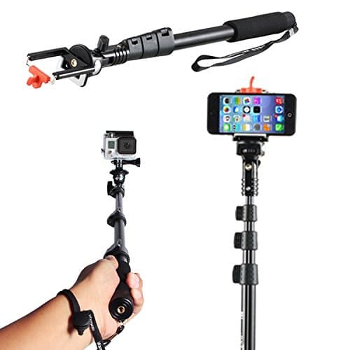 Spark Electronics Self Picture Monopod [Selfie stick for cell phone] - Wireless Extendable Camera Shooting Monopod up to 49" - Selfie Handheld Stick Pole with Mount Holder - Designed for Apple Iphone 6 6s Plus 5s 5c 5 4s Samsung Galaxy Alpha S5 S5 Active S4 S4 Mini S3 S3 Mini Samsung Galaxy Note Edge 4 3 2 Blackberry Passport Motorola Moto G X HTC One M8 M7 X Google Nexus 7 Lg G3 G2 Nokia Lumia Sony and Most of the Other Smart Cell Phones (BLACK)