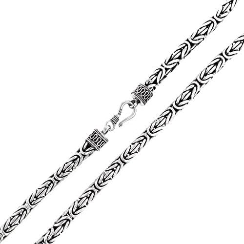 3mm Round Byzantine Bali Handmade Chain Necklace Solid 925 Sterling Silver