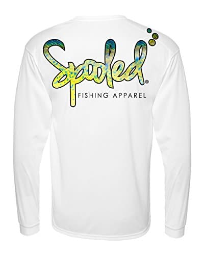 Spooled Performance Long Sleeve White with Mahi Skin Logo SPF-30 (Medium)
