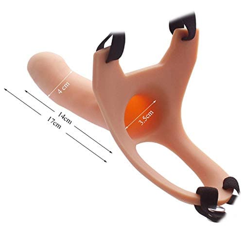 EWQ Ever Perfect Gift Big Size Silicone Strap On P-Enis for Men R-ealistic P-Enis Ex-Tender En-Larger Male Hollow Strapon P-Enis+Bullete Vibrato Funny V-ibrater 10 Speed Vibrato,Fleshl