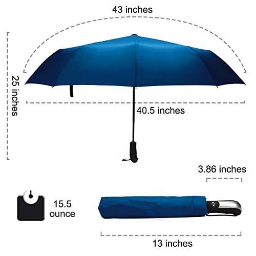 Rainlax Travel Windproof Umbrella Unbreakable Lightweight 10 Ribs Automatic Compact Canopy Umbrellas for Men/Women One Handed Operation