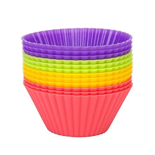 Crazy Egg Reusable Silicone Baking Cups Muffin Molds (12, 4 colors)