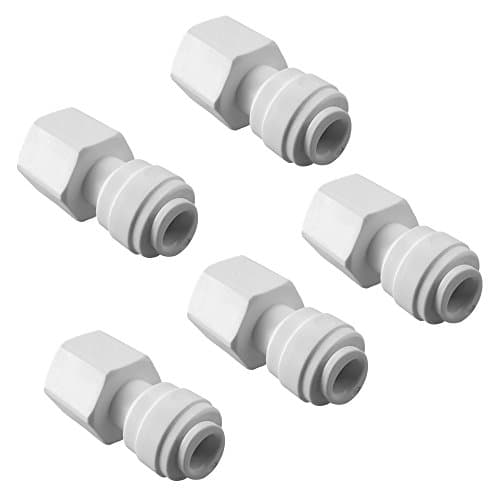 PureSec 2017 FMSA3812 mini white plastic quick fitting straight female NPT thread push connector for tubing OD 3/8"used for RO system refrigerator ice maker coffee machine (Pack of 5)