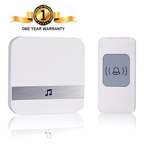 Wireless Doorbell,Waterproof Chimes Kits Push Button Transformers&amp;Plug-In,Operating at 1000 Feet Range 52Pcs Ringtones,4 Level Volume Adjustable with LED Indicator,No Battery Required for Receiver