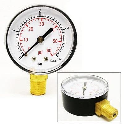 Pool Spa Filter Water Pressure Gauge 0-60 PSI Side Mount 1/4" Inch Pipe Thread