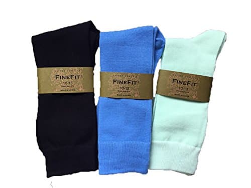 FINEFIT Men's Single Solid Colored Cotton Dress Socks (Black Blue Mint)