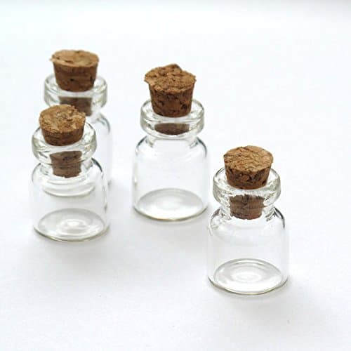 20 pcs Mini Miniature Small Glass Bottles with Corks and Screw Eye Pins Glass Jar Vial Charm Pendant 18x10mm