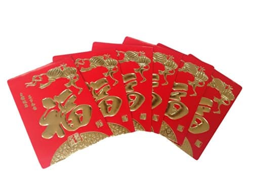 SoooKu Best Offer 50-Pack "Prosperity with Good Luck Lanterns" Chinese New Year Hongbao / Lai See / Lucky Money Red Envelops