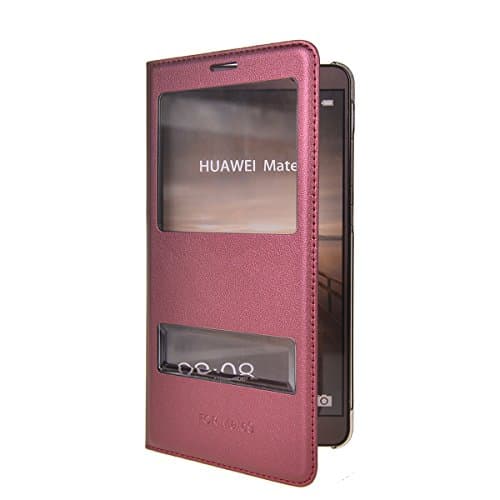 Huawei Mate 9 Case,COOLKE View Window Ultra-thin Protective PU Flip-Open Case Cover for Huawei Mate 9 - Red