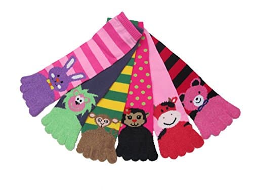 Soft Toe Socks with Furry Animal Assorted Designs, Size 9-11, Pack of 6