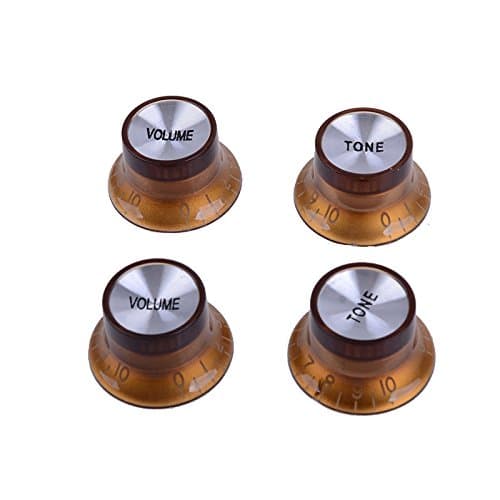 MusicOne Plastic Top Hat style 2 Volume And 2 Tone Speed Control Knobs Set For Gibson Les Paul Electric Guitar Replacement Coffee