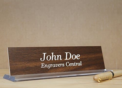 Personalized Office Desk Name Plate - (Over 21 Color Options Available) - on a Beautifully Designed Clear Molded Base - Customized With Beveled Edges - 2x10