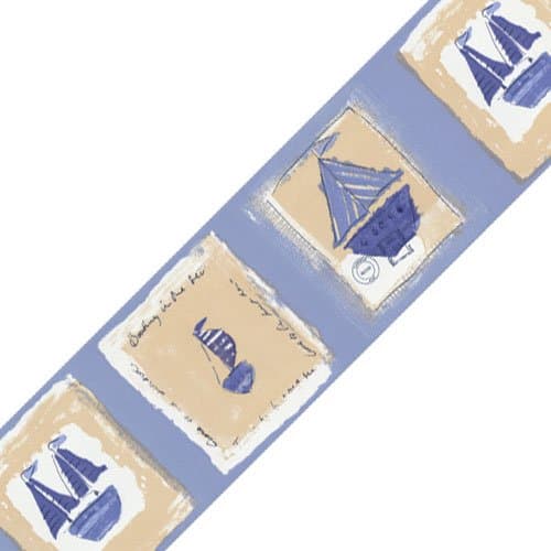 Light Blue Ahoy Matey Sailing Prepasted Wall Border Roll