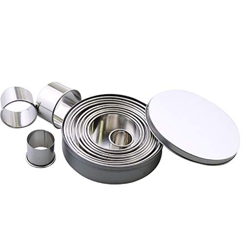 EMIRACLEZE Round Cookie Biscuit Cutter 12 PCS Set Circle Pastry Donut Doughnut Cutter Set Round Cookie Cutters Circle Baking Metal Ring Molds