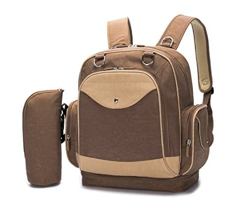 HARFING Waterproof Insulated Diaper Bag Backpack with Changing Pad & Stroller Straps, Large Capacity, Lightweight Travel Baby Gear Nappy Organizer for Mom & Dad,Coffee