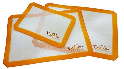 Rina Bakeware - Silicon Baking Mat - Set of 3 - Non Stick - Food grade - BPA free - High temperature range - cookware set (2 of 16.5" x 11.6")Â  andÂ (1 ofÂ 8.3" x 11.8") - FDA certified