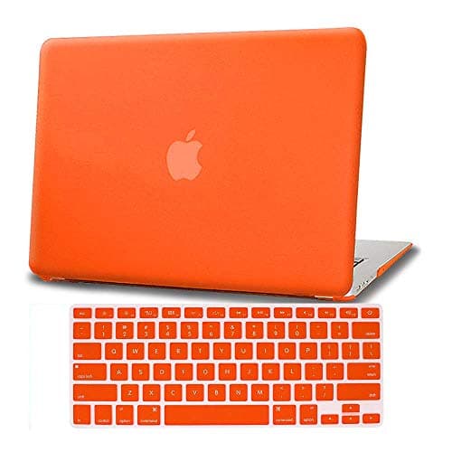 AmaBe for MacBook Air 11 inch/11.6" Case Model: A1370 / A1465,Bundle 2 in 1Rubberized Hard Shell Cover Case + Silicone Keyboard Cover Skin Orange