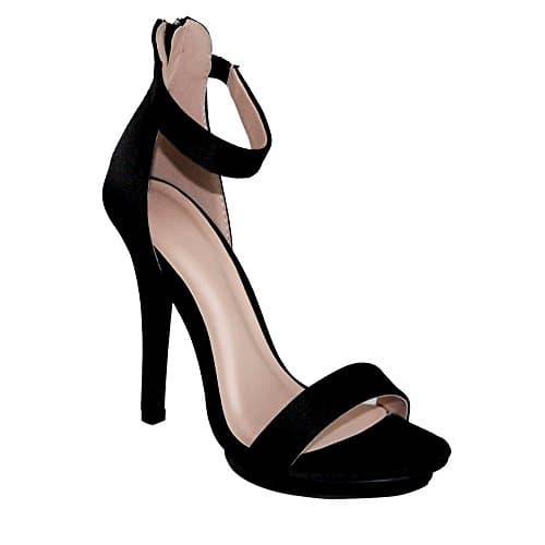 Wild Diva Women's High Heel Sandals Open Toe Ankle Strap Amy-01,7.5 B(M) US,Black Satin