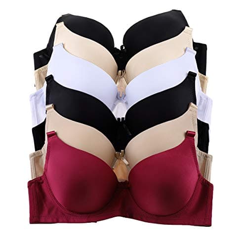 Romals Plus Size Underwire Bra for Women's Push up Bra Set of 6 Pack of Sexy Full Cup Bra