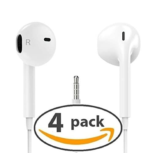 Friendly Seller 2 and 4 Pack Headphone Earbuds with Microphone Stereo for Apple iPhone 7/6s/6/5/5s/4/Ipad/ipod/Samsung (WHITE S 4 PACK)