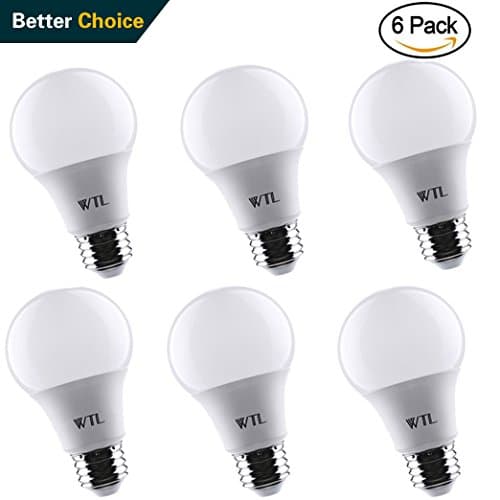 WTL A19 LED Light Bulbs 6 Pack, UL Listed, 60w Equivalent(9W), 2700K Warm White, 800Lm Non-dimmable, E26 Medium Base for Home & Commercial Lighting