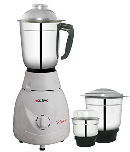 ACTIVA Pluto PRO 500WATTS Full ABS Body 3 Jars Mixer Grinder (White)