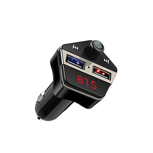 PLAY X STORE FM Transmitter, Bluetooth Car Kit with GPS Locator, Wireless In-car Radio Adapter with Dual USB Car Charger and Hands Free Calling for iPhone, Android and other Smart Devices