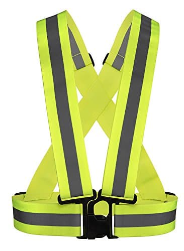Camp Ben Reflective Vest - (Green) - Be Seen at Night While Walking, Running, Cycling, or on a Motorcycle - Safety Harness Reflects Light