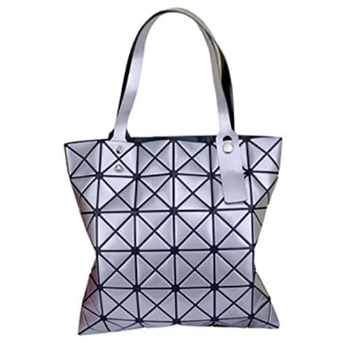 Geometric Rhombus Diamond Laser Bag Solid Color Glossy Folding Large Capacity Handbag Shoulder Bags For Women.