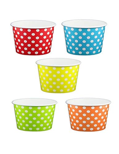8 oz Ice Cream Cups - Red (Polka Dot Primary Mix)