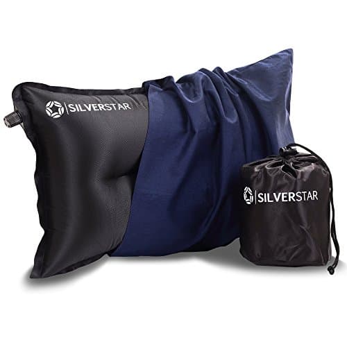 Ultralight Compact Inflatable Travel / Camping Pillow-- Extremely Comfortable For Head and Neck— Complete w/ Custom Pillowcase and Stuff Pack