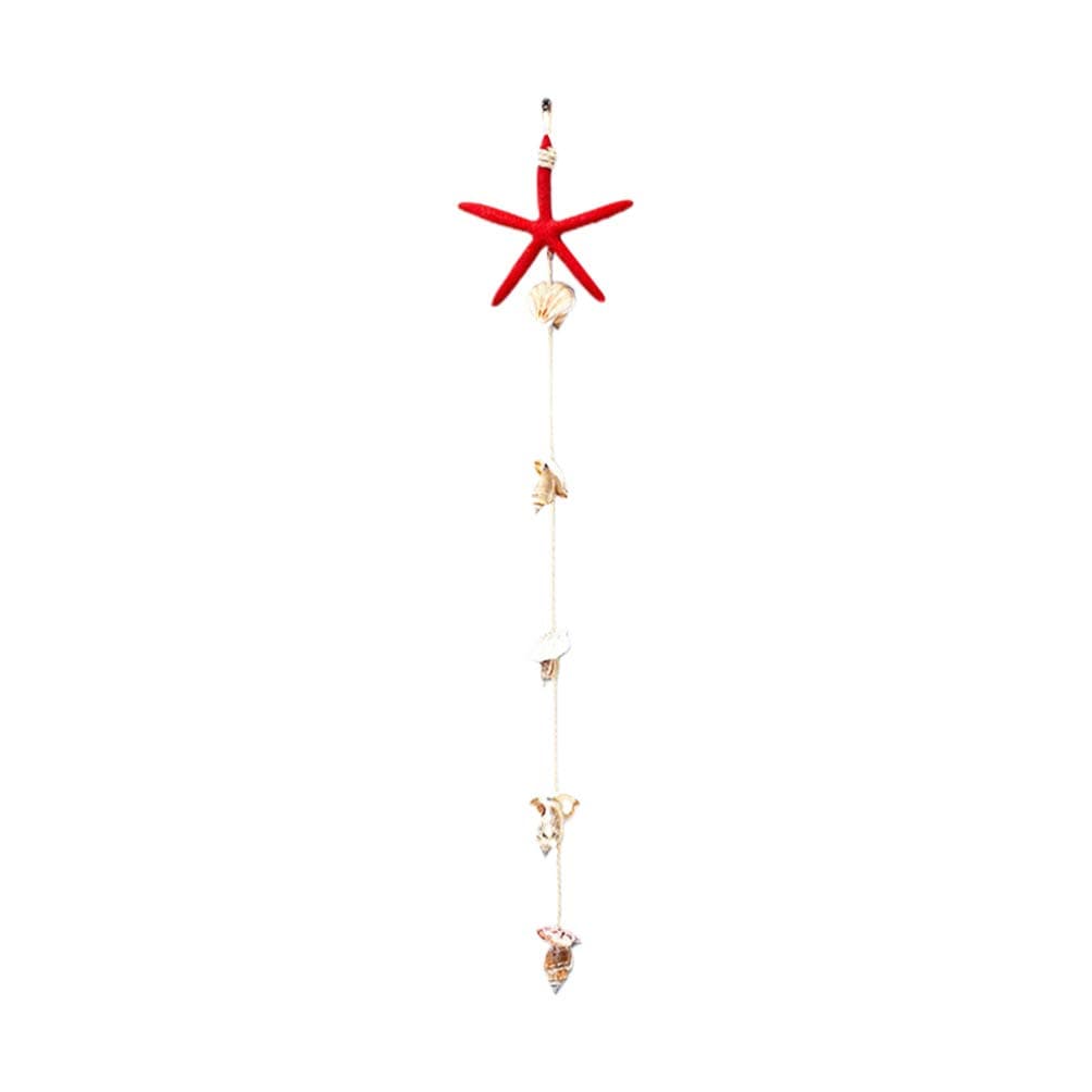 IMIKEYA Hanging Starfish Wall Decor Nautical Starfish Seashell Wall Hanging Ornaments Decoration for Party Bedroom Christmas Tree Home Decor, Red