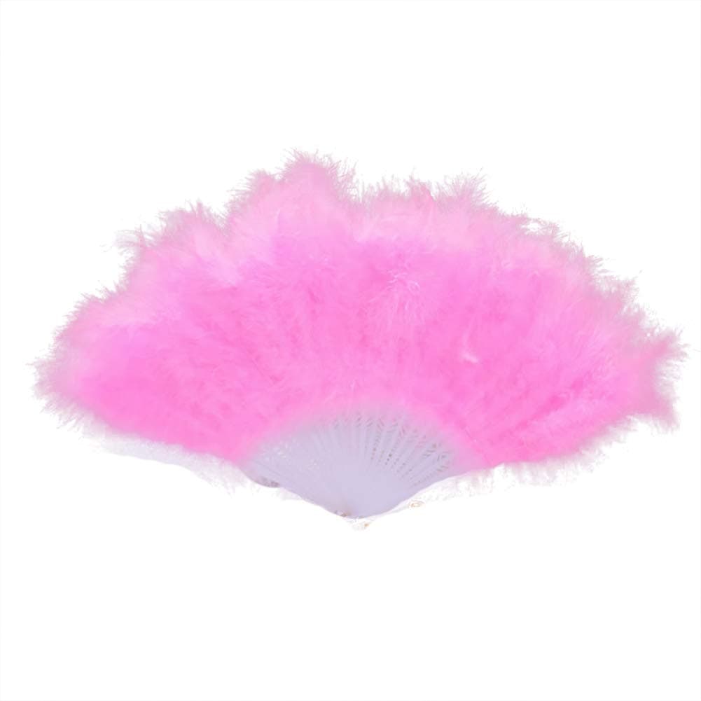 Creative Feather Fan Show Props for Cosplay Dance Stage Performance 17"x11" - Pink