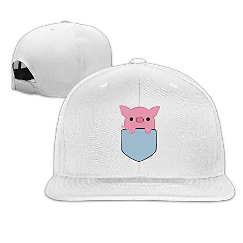 UNISEX Pocket Pig Flat Brim Baseball Cap White One Size