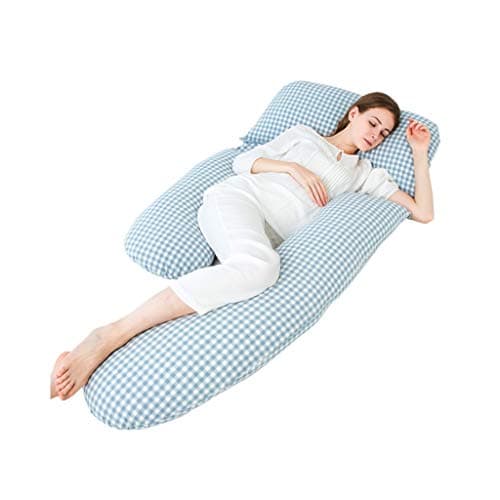 pillow THBEIBEI Cotton Fiber Breastfeeding Maternity U-Shape Multifunction Support Cushion Adjustable Four Seasons Available Removable Blue 170 * 80cm