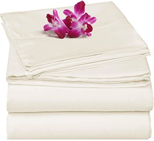 Brushed Microfiber 1800 Bedding -Super Silky &amp; Soft Luxury Reversible Bed Sheet Set -Hypoallergenic,Wrinkle Free, Stain Resistant -4 Piece Sheets set with 16" Deep Pocket -QUEEN(IVORY) by Steffani