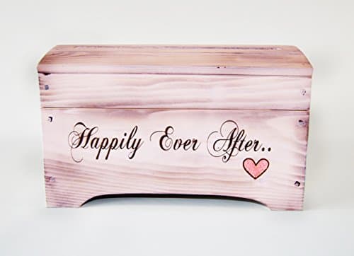Medium Wooden Pink Keepsake Memory Box with Heart- Wedding Card Box