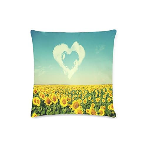 Summer Beautiful Yellow Sunflower Rectangle Sofa Home Decorative Throw Pillow Case Cushion Cover Cotton Polyester Twin Side Printing 16 x 16 inches