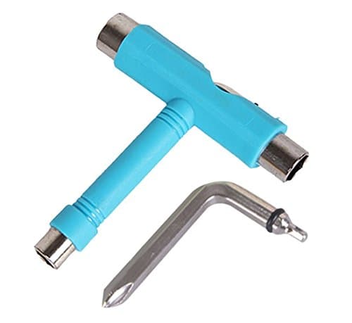 CTKcom Skateboard T Tool-Multi-function All-In-One Multifunction Skate Tool(2 Pack)- Multi-function and Portable Skateboard T Tool for Peny Borad and Longboard Screwdriver,Blue,2 Pack