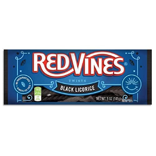 Red Vines Black Licorice Twists, 5oz Tray (12 Pack), Old Fashioned Soft & Chewy Candy, Movie Theater Tray