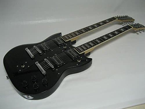 6/12 String Electric Double Neck Guitar with Padded Gig Bag, Black