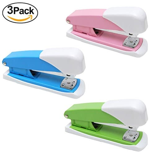 Officetek (3 Pack) Colorful Stapler Set - Use 26/6, 24/6, 1/4 inch Leg Length Staples for Office, School