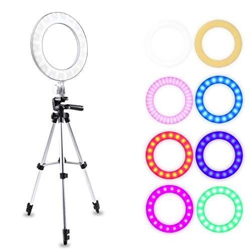LED Ring Light, Atuten 10'' Dimmable Selfie Ring Light with Stretchable Tripod Stand for Smartphone Take Photos, Live Stream, Makeup, YouTube Video, Photography, 16W, 3200K-7000K(White)