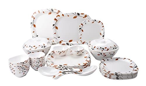 MEHUL CROCKERY Melamine Dinner Set - Royal Leaf - 40 Pieces