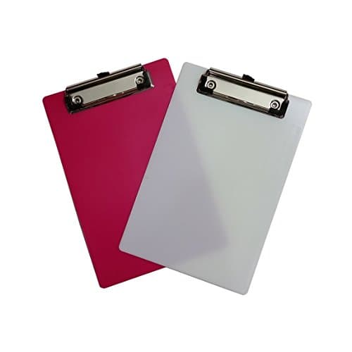 6 x 9 Inch (A5) SMALL Assorted Colors Plastic Clipboard Semi-Transparent Plastic Clipboard Document Holder Board Paper Clip board With Low Profile Clip (Random Color) [Pack of 2]